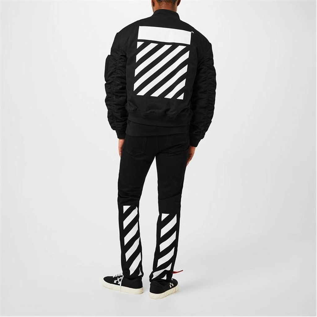 Off White Diagonal Tab Bomber Jacket - Black